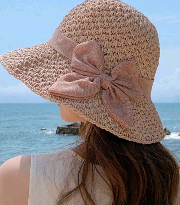 Sun Hat - Dome with Bow - Pink - Medium
