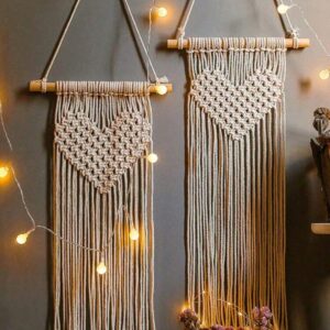 Wall Decor - Two Macrame Heart Wall Hangings - 30cm