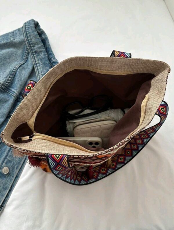 Tote Bag with Zip - Orange - Image 2