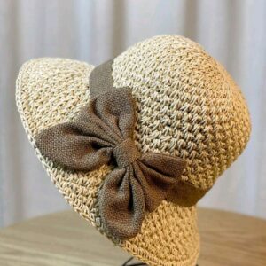 Sun Hat - Dome with Bow - Beige - Medium