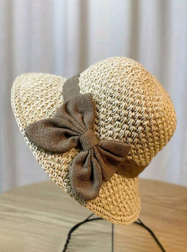 Sun Hat - Dome with Bow - Beige - Medium