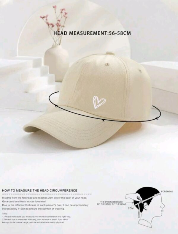 Women's Baseball Cap - Heart - Beige - Image 3