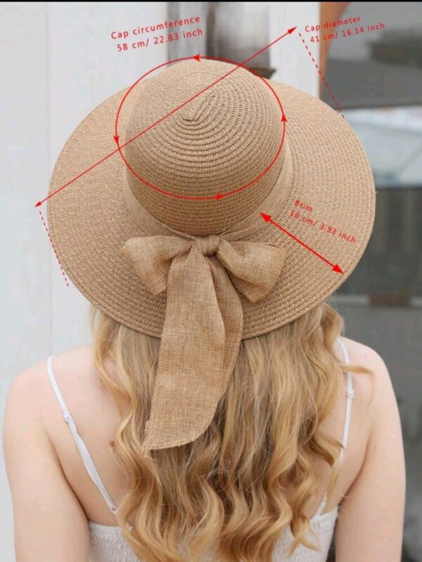 Sun Hat - Boho Straw - Khaki - Image 3