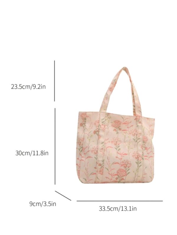 Tote Bag with Zip - Floral - Pink - Image 4
