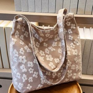 Tote Bag  - Floral Pattern - Khaki