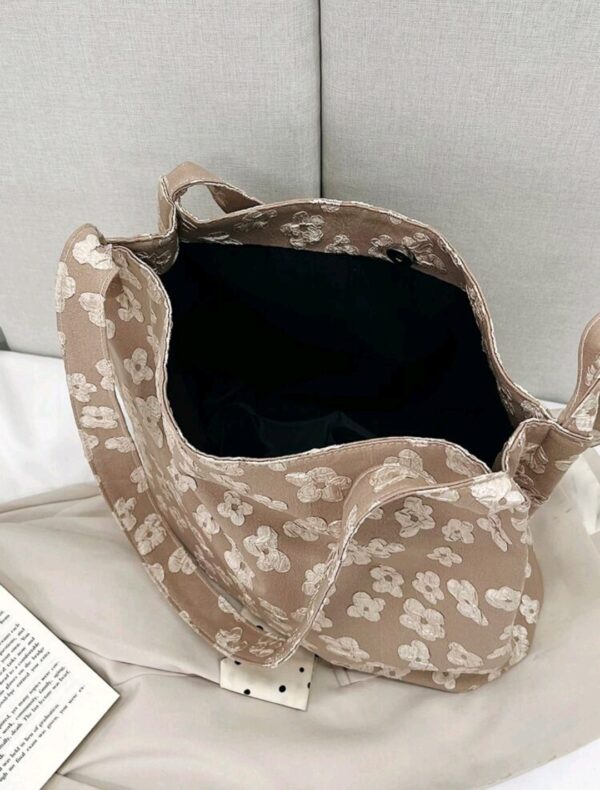 Tote Bag  - Floral Pattern - Khaki - Image 3