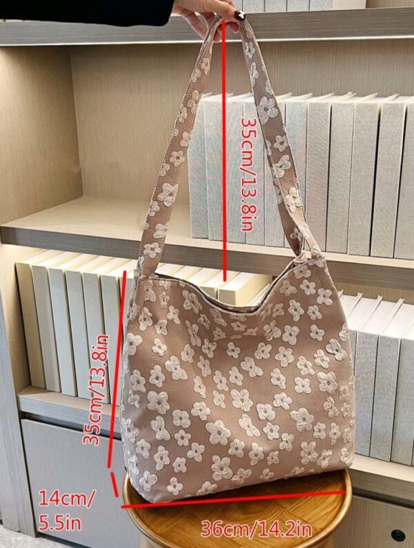 Tote Bag  - Floral Pattern - Khaki - Image 4